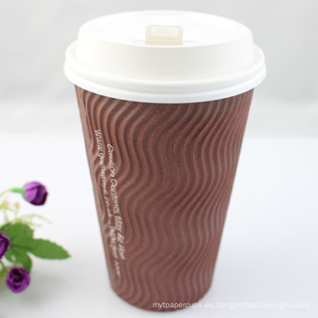 Taza de papel de pared de ripple de café personalizado desechable con labios